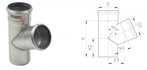 ABZWEIG 67.5° TYP 829 V2A
